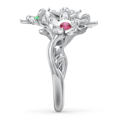 Garden Party Ring – Sterling Silver with Diamond, Citrine, Ruby, and Emerald