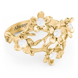 Garden Party Ring in 10K Solid Yellow Gold with Opal
