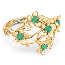 Garden Party Ring in 10K Solid Yellow Gold with Emerald