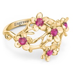 Garden Party Ring in 10K Solid Yellow Gold with Ruby