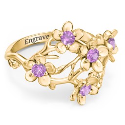 Garden Party Ring in 10K Solid Yellow Gold with Amethyst