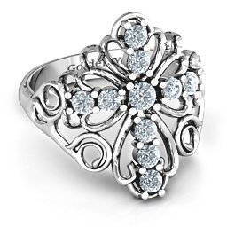 Sparkling Spirituality Cross Ring in 925 Sterling Silver with Cubic Zirconia