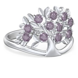 Family Tree Ring in 925 Sterling Silver with Alexandrite