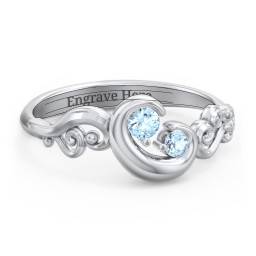 "Cradle of Love" Ring in 925 Sterling Silver with Blue Topaz