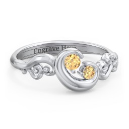 "Cradle of Love" Ring in 925 Sterling Silver with Citrine