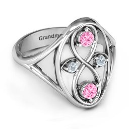 Forever Love Ring in 925 Sterling Silver with Pink Tourmaline and Cubic Zirconia