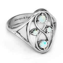 Forever Love Ring in 925 Sterling Silver with Opal