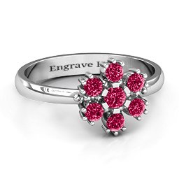 Flower Power Ring in 925 Sterling Silver with Ruby