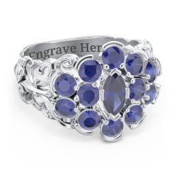 Bunches of Love Ring in 925 Sterling Silver with Blue Sapphire
