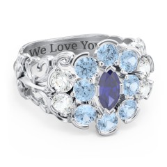 Bunches of Love Ring – 10K White Gold with Blue Sapphire, Cubic Zirconia, and Blue Topaz