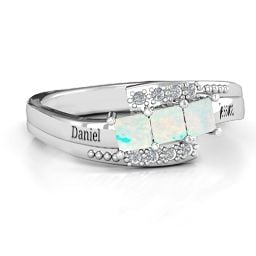 Triple Princess Stone Ring with Accents