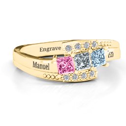 Triple Princess Stone Ring with Accents