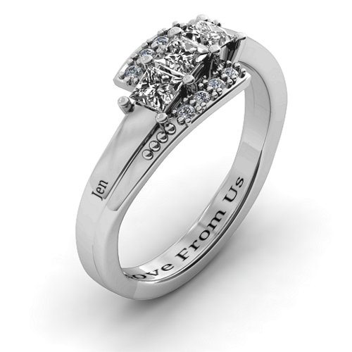 Triple Princess Stone Ring with Accents