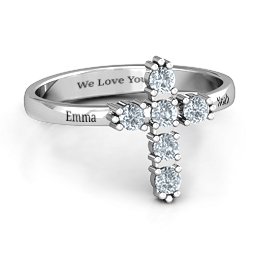 The Cross Ring in 925 Sterling Silver with Cubic Zirconia