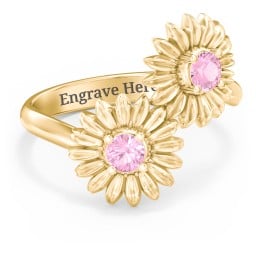 Sunflower Birthstone Bypass Ring