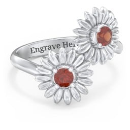 Sunflower Birthstone Bypass Ring