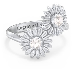 Sunflower Birthstone Bypass Ring