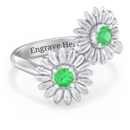 Sunflower Birthstone Bypass Ring
