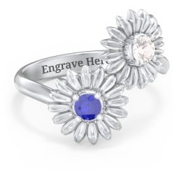 Sunflower Birthstone Bypass Ring