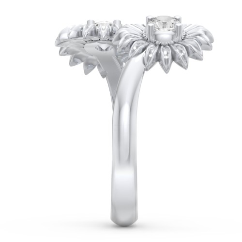 Sunflower Birthstone Bypass Ring