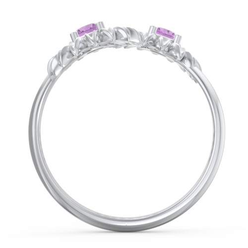 Sunflower Birthstone Bypass Ring – Sterling Silver with Amethyst