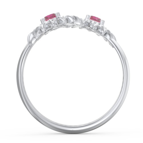 Sunflower Birthstone Bypass Ring – Sterling Silver with Ruby