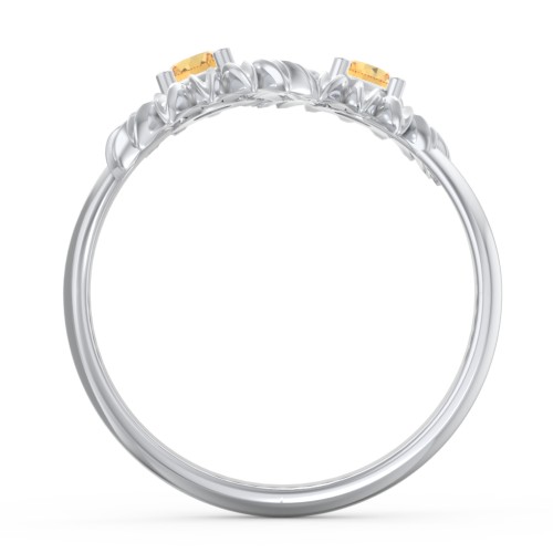 Sunflower Birthstone Bypass Ring – Sterling Silver with Citrine