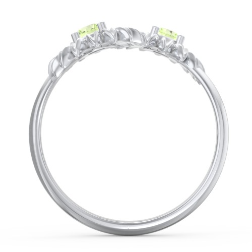 Sunflower Birthstone Bypass Ring – Sterling Silver with Peridot