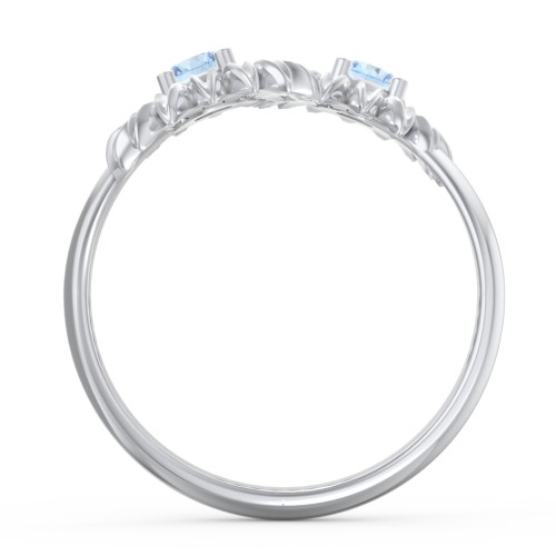 Sunflower Birthstone Bypass Ring – Sterling Silver with Blue Topaz