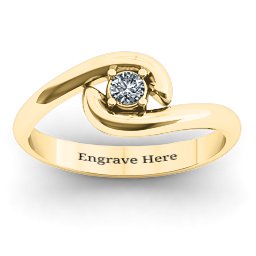 Embrace Ring in 10K Solid Yellow Gold with Cubic Zirconia