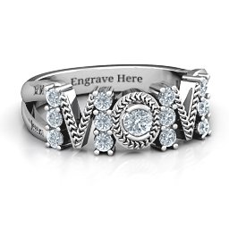 Split Shank Stone Filled MOM Ring