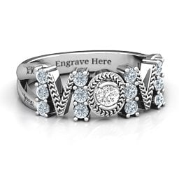 Split Shank Stone Filled MOM Ring