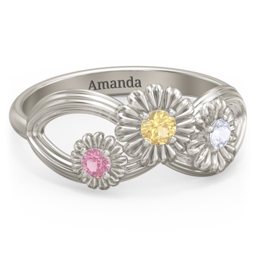 Endless Spring Infinity Ring – 10K White Gold with Citrine, Pink Tourmaline, and Lavender Premium Zirconia