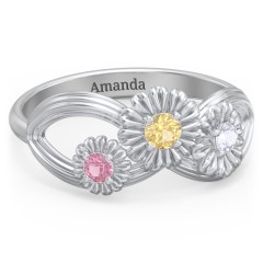 Endless Spring Infinity Ring – Sterling Silver with Citrine, Pink Tourmaline, and Lavender Premium Zirconia