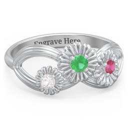 Endless Spring Infinity Ring in 925 Sterling Silver with Emerald, Ruby, and Cubic Zirconia