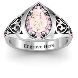 Aphrodite Ring with Side Gems in 925 Sterling Silver with Morganite, Fancy Pink Premium Zirconia, and Pink Tourmaline