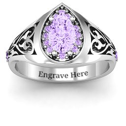 Aphrodite Ring with Side Gems in 925 Sterling Silver with Amethyst Premium Zirconia and Amethyst