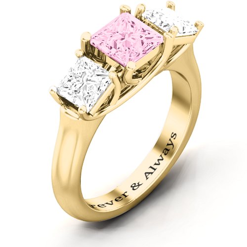 Grand Princess Ring – 10K Yellow Gold with Fancy Pink Premium Zirconia and White Premium Zirconia
