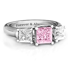 Grand Princess Ring – Sterling Silver with Fancy Pink Premium Zirconia and White Premium Zirconia