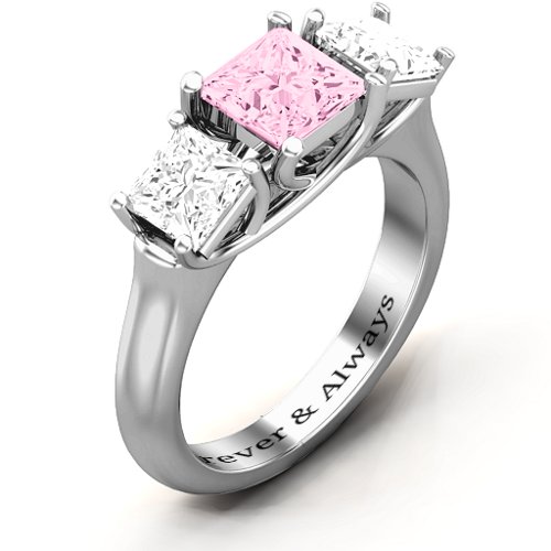 Grand Princess Ring – Sterling Silver with Fancy Pink Premium Zirconia and White Premium Zirconia