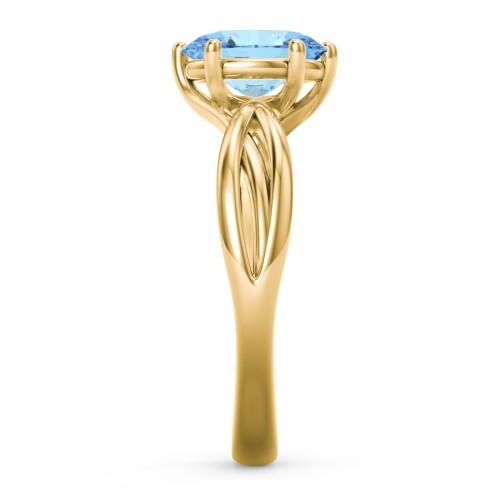 Passion Twist Ring – 18K Gold Plated Silver with Blue Topaz