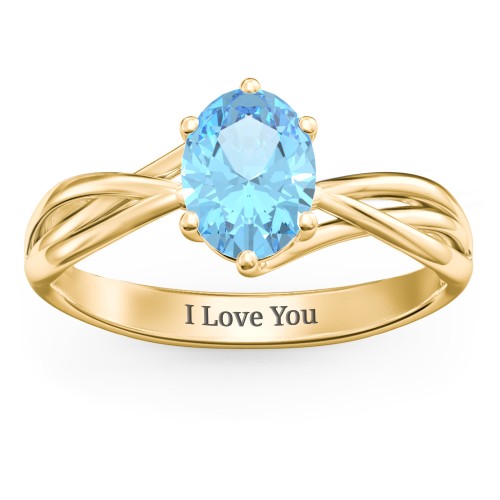 Passion Twist Ring – 18K Gold Plated Silver with Blue Topaz