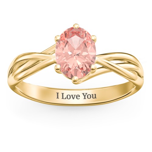 Passion Twist Ring – 18K Gold Plated Silver with Morganite