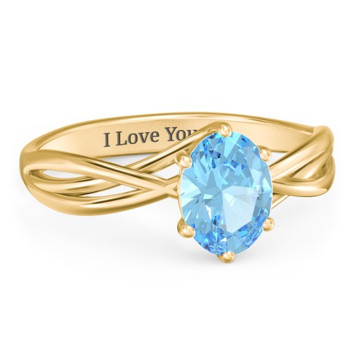 Passion Twist Ring – 18K Gold Plated Silver with Blue Topaz