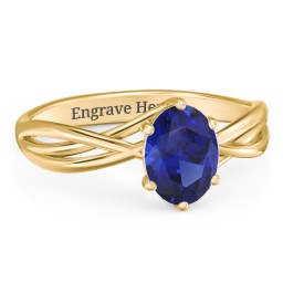 Passion Twist Ring in 18K Gold Plated Silver with Blue Sapphire