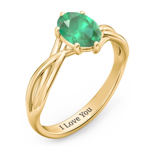 Passion Twist Ring – 18K Gold Plated Silver with Emerald