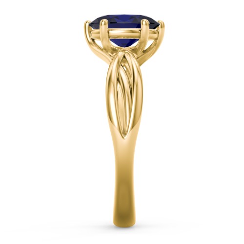 Passion Twist Ring – 18K Gold Plated Silver with Blue Sapphire
