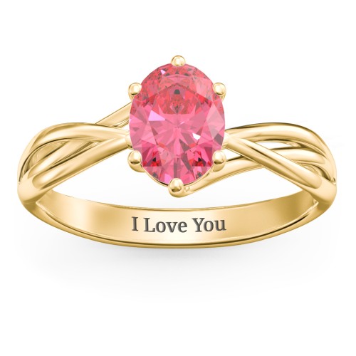 Passion Twist Ring – 10K Yellow Gold with Fancy Pink Premium Zirconia