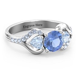 Hearts United Gemstone Ring with Accents