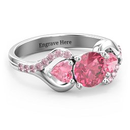 Hearts United Gemstone Ring with Accents